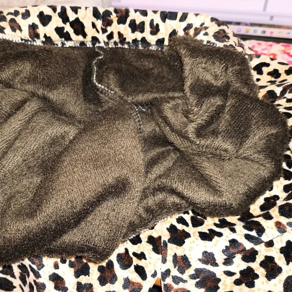 EUC ~ Pixie Girl Beige & Brown Leopard Fleece-Lined Leggings (Tween Size 14-16) - Picture 3 of 3